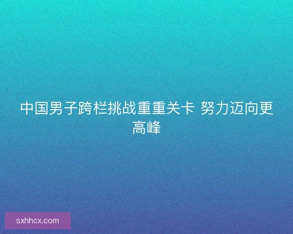 中国男子跨栏挑战重重关卡 努力迈向更高峰